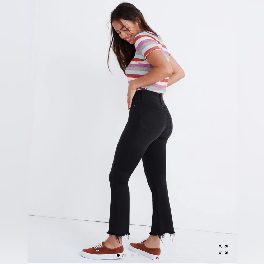 Madewell Tall Curvy Cali Demi-Boot Jeans Berkeley Black Chewed-Hem Size 25 Tall